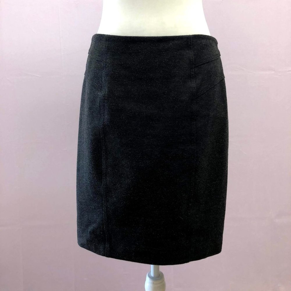 Grey Ponte Knit Pencil Skirt